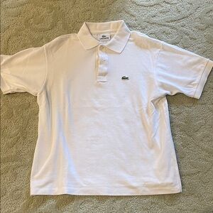 Boys classic Lacoste White Polo Shirt with Green Crocodile Logo size 16